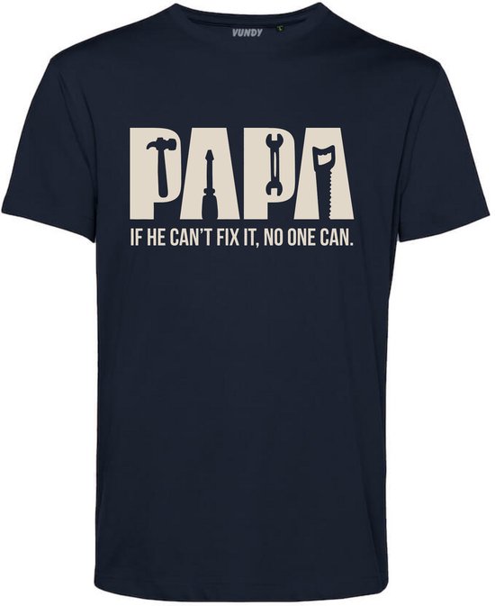 T-shirt Papa Can Fix It | Vaderdag cadeau | Vaderdag shirt | Navy | maat XL