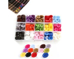 Knoopjes - 300x stuks - Knopen voor kleding - Kleurrijke Knopen - Ronde Knopen - Ambachtelijke knoop - Decoratieve knope - Knopen voor Naaien - Knoopjes 4 Gaten - gekleurd mix - 15 mm - Voor Naaien Kinderen Craft Scrapbooking en Decoreren