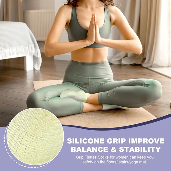 6 paar - Sokken - Yogasokken - Pilates-sokken voor dames - antislip yoga sokken - met grip - sportsokken voor dames - Damessokken - zwart en wit van Merkloos — afbeelding 5