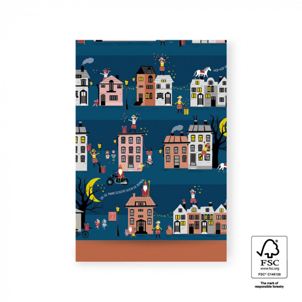 5x Sinterklaas Cadeauzak Straat Pakjesavond 17x25cm