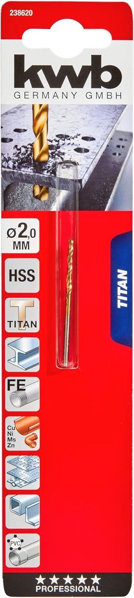 HSS Ø 2 mm Metalen Boor met Titanium Coating - Hoogwaardige Metaalboren voor Precisiewerk