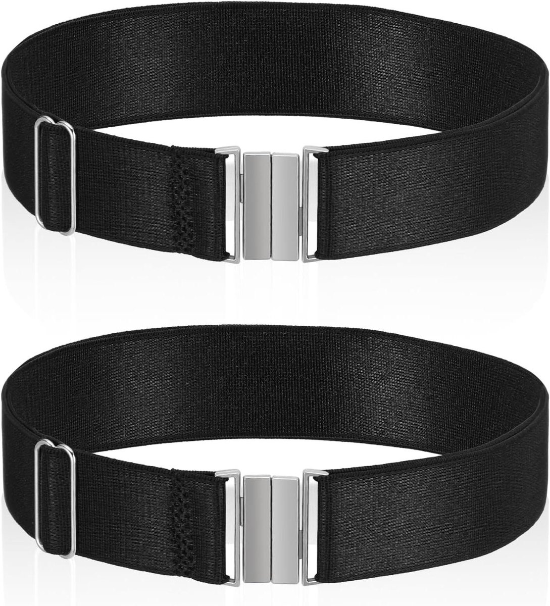 Allecto Plus - Grote maten 2-pack verstelbare jarretelgordels voor dames - Elastische kousenband riemen - Jazz dans accessoires met zwarte banden