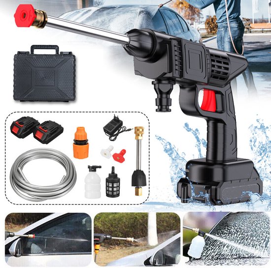 Bedee Auto Hogedrukreiniger Spuitpistool - 88V Multifunctioneel - Zwart - Autowaspistool - Met Accu en Slang