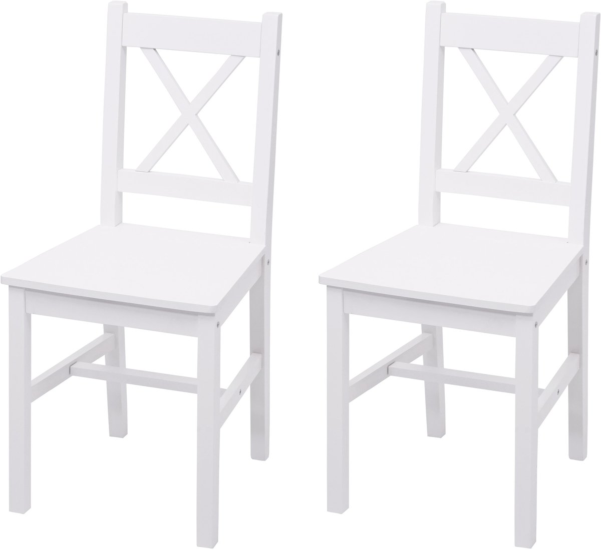 MCW Set van 2 eetkamerstoelen MCW-F77, fauteuil keukenstoel, massief hout landhuis ~ wit