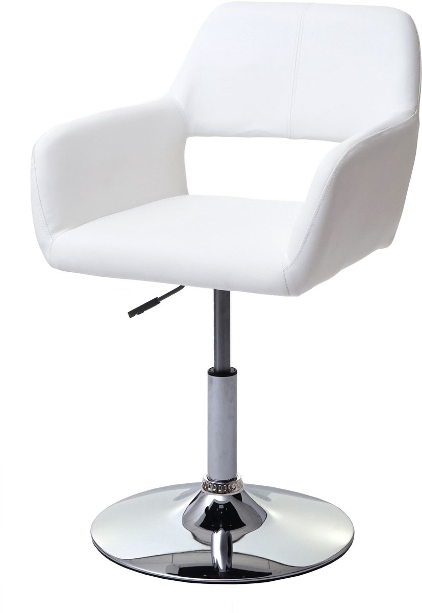 Eetkamerstoel MCW-A50 III, stoel keukenstoel, retro jaren 50, kunstleer ~ wit, voet chroom