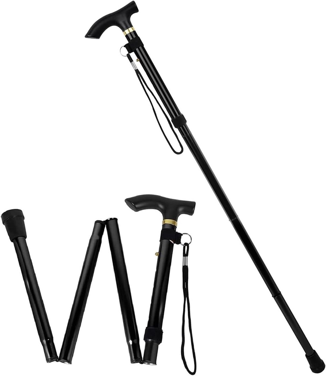 Allecto Plus - Lichtgewicht opvouwbare wandelstok van aluminium voor wandelen en bergbeklimmen - Unisex - Voor senioren met verstelbare hoogte