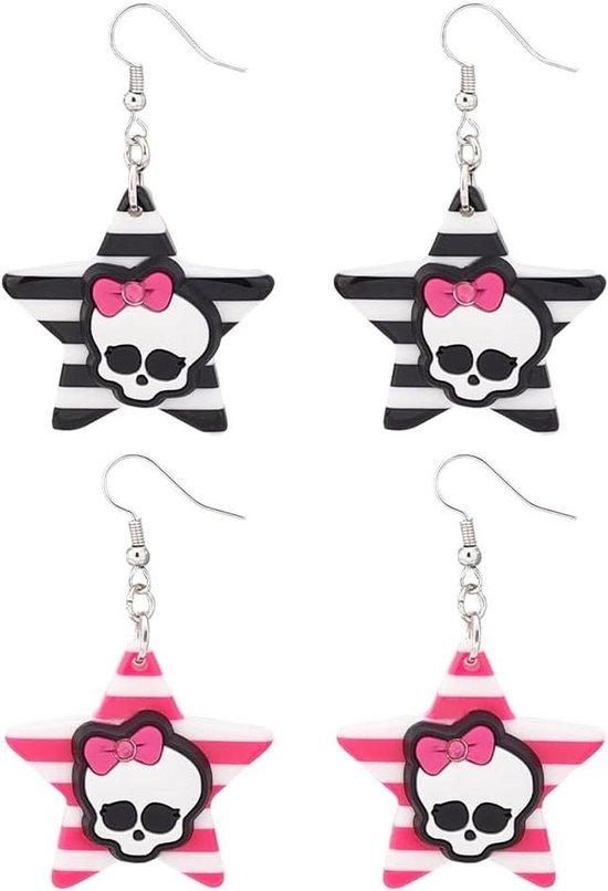 Foto: Allecto plus griezelige halloween skelet oorbellen in 2 kleuren voor vrouwen en meisjes