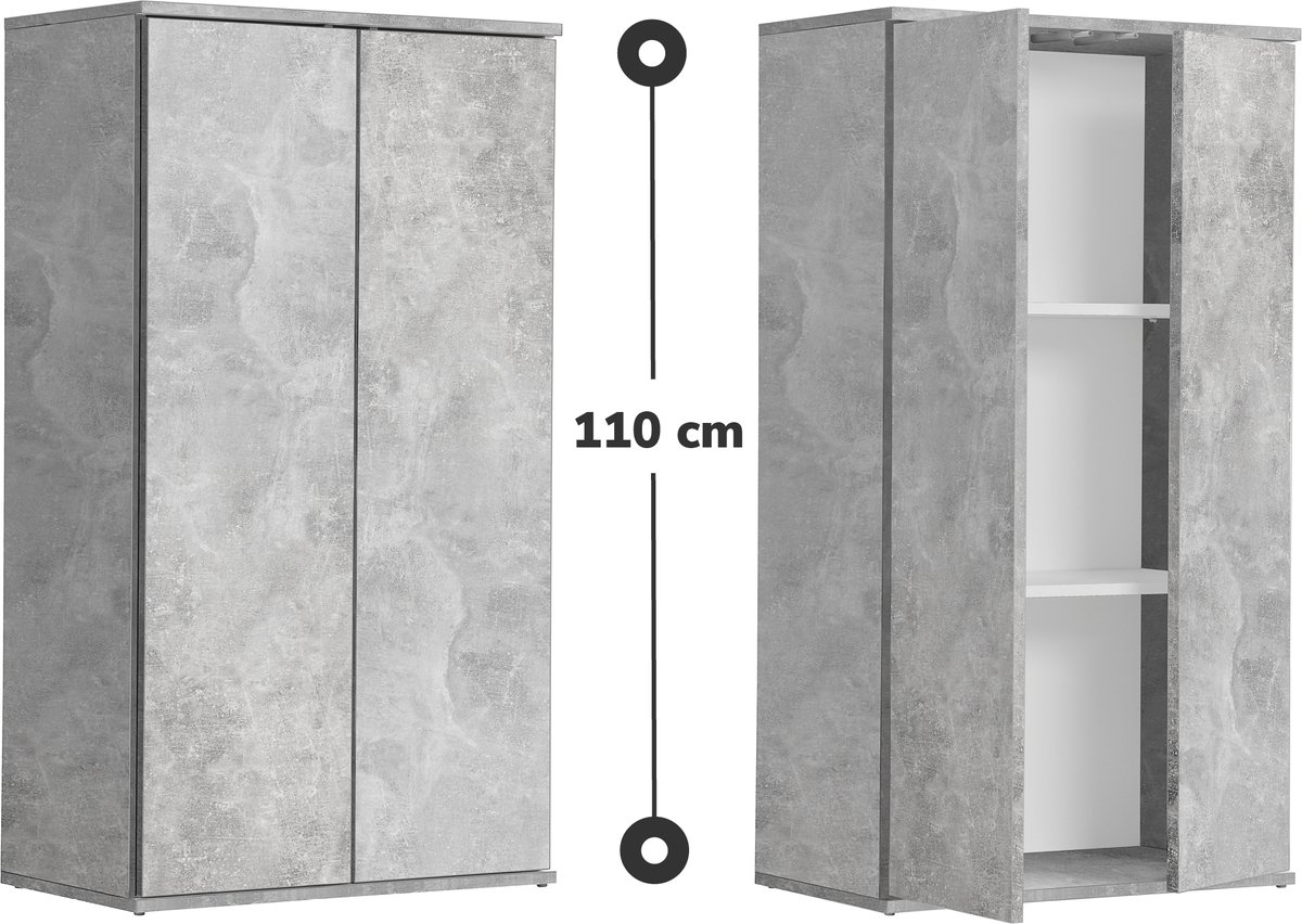 mokebo Opbergkasten 'Der Schlanke' (60 x 110 cm) multifunctionele Kantoorkast of Archiefkast in grijs hout