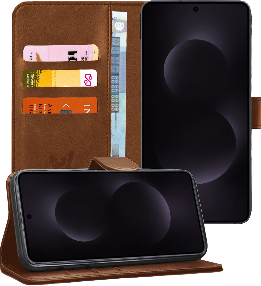 Hoesje geschikt voor Samsung Galaxy S25 Edge - Portemonnee Book Case Bruin