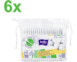 Bella Cotton Wattestokjes – 100% katoen – Biodegradeerbaar – 6x 160 stuks – Zachte papieren steel - Voordeelverpakking