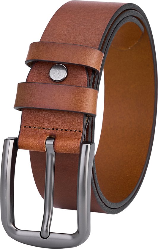 The Leather Goods Craft - Riem en cuir de vachette de haute qualité - Cuir pleine fleur - Cognac - Ceinture en cuir Premium - Ceintures de Luxe pour homme - Taille 100