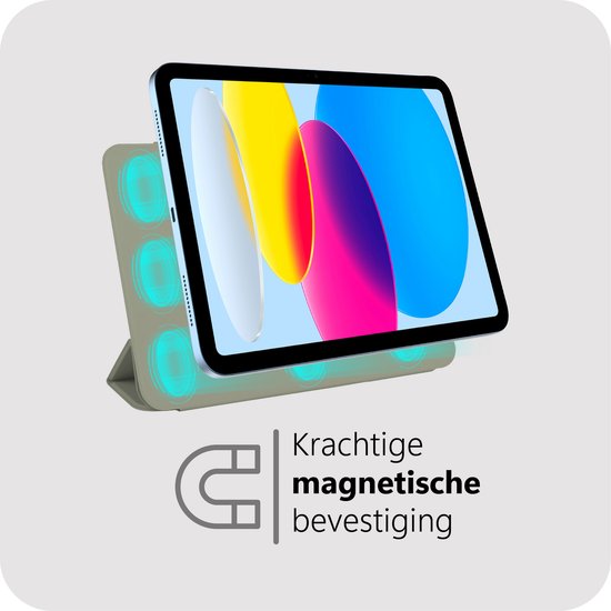 Étui pour tablette Cazy compatible avec Apple iPad 2025 (11e génération) / iPad 2022 (10e génération) 11 pouces - Fonction Sleep/réveil - Fixation magnétique - Vert Sage