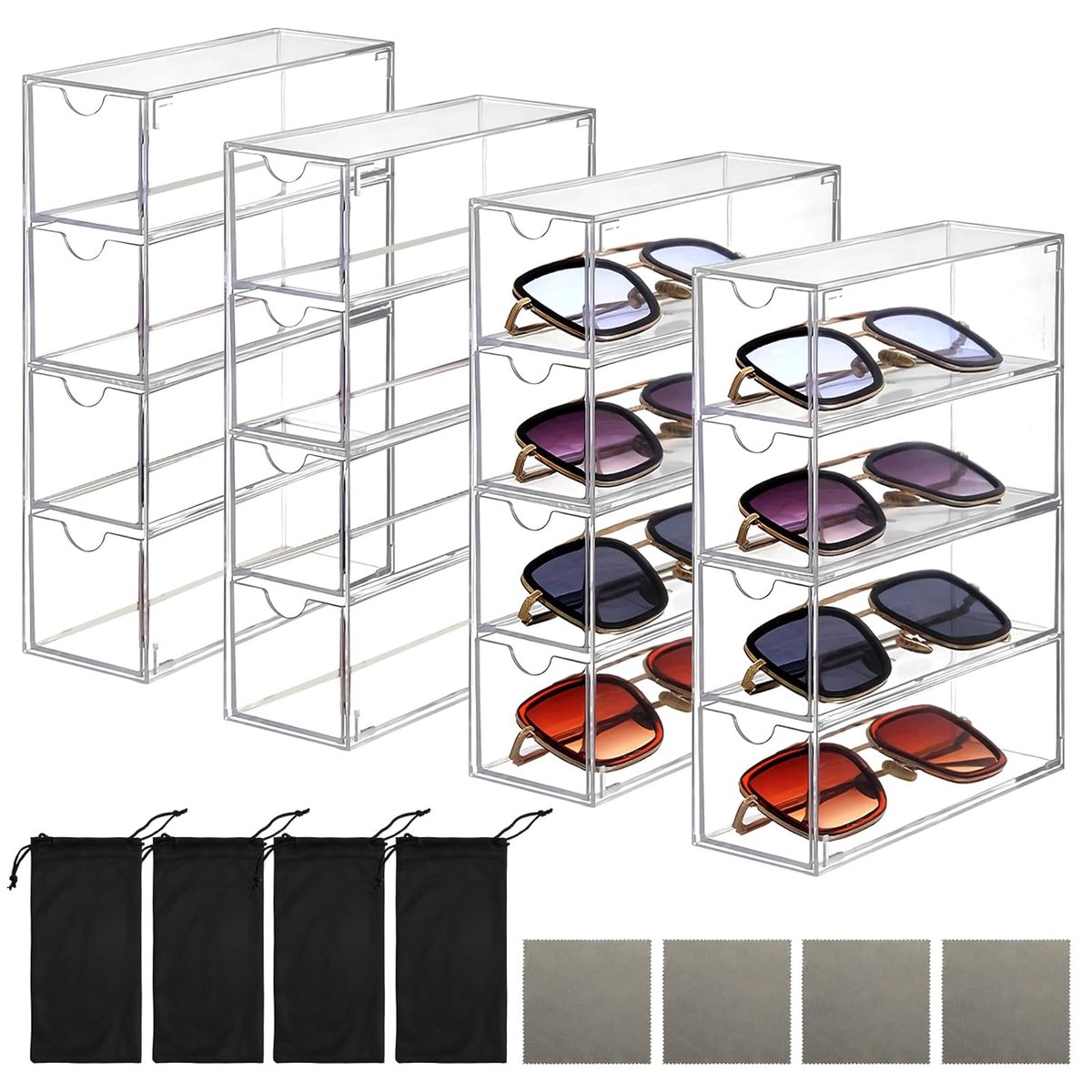 Zonnebril Organizer - multifunctioneel en compact - 4 stuks - acryl