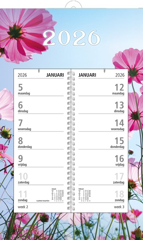 Foto: Mgpcards weekkalender 2026 bloemen roze