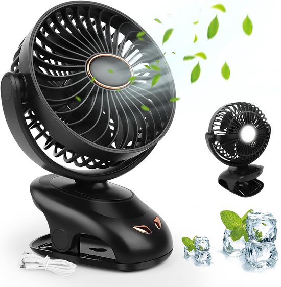 Cheqo® Mini Bureau Ventilator - Compacte Tafelventilator 20cm Met 2 Snelheden En Handvat