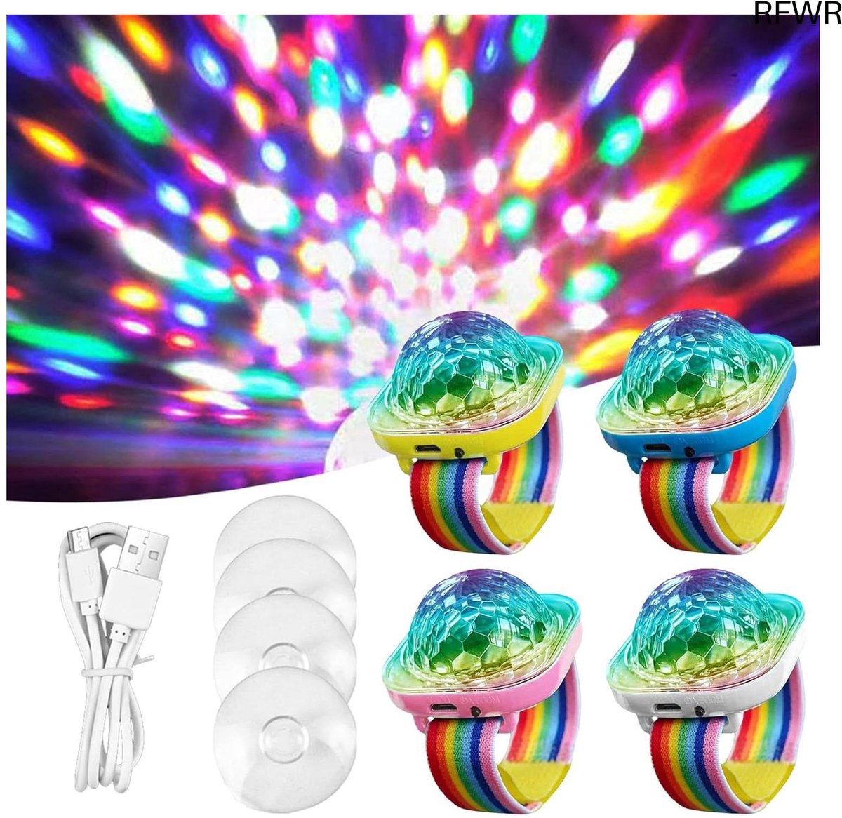 RFWR® Mini Discobal Armband - 4 Stuks LED Licht voor Feestjes en Decoratie