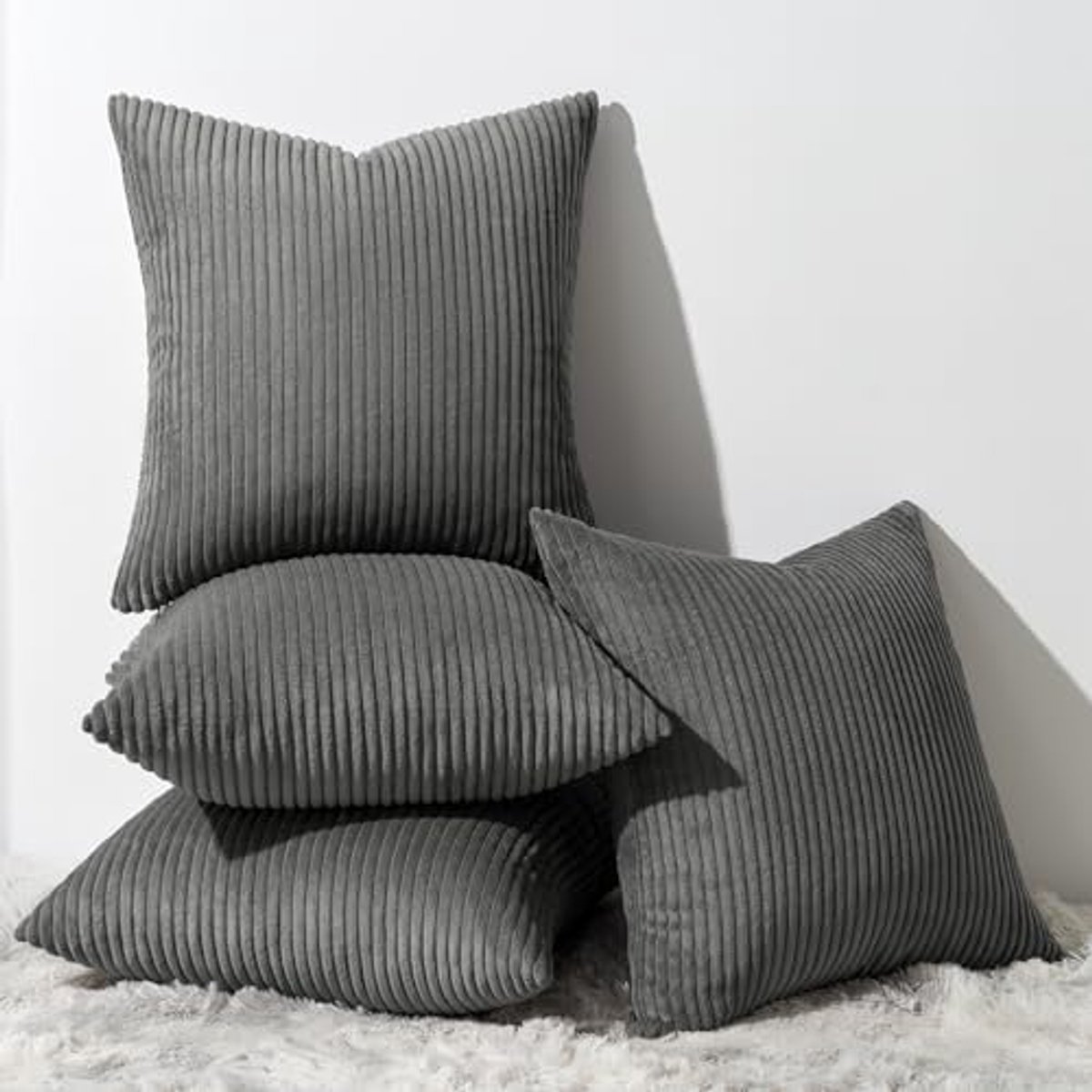 Ibenzoa® Kussenslopen Set van 4 Stuks in Corduroy Fluweel voor Diverse Ruimtes