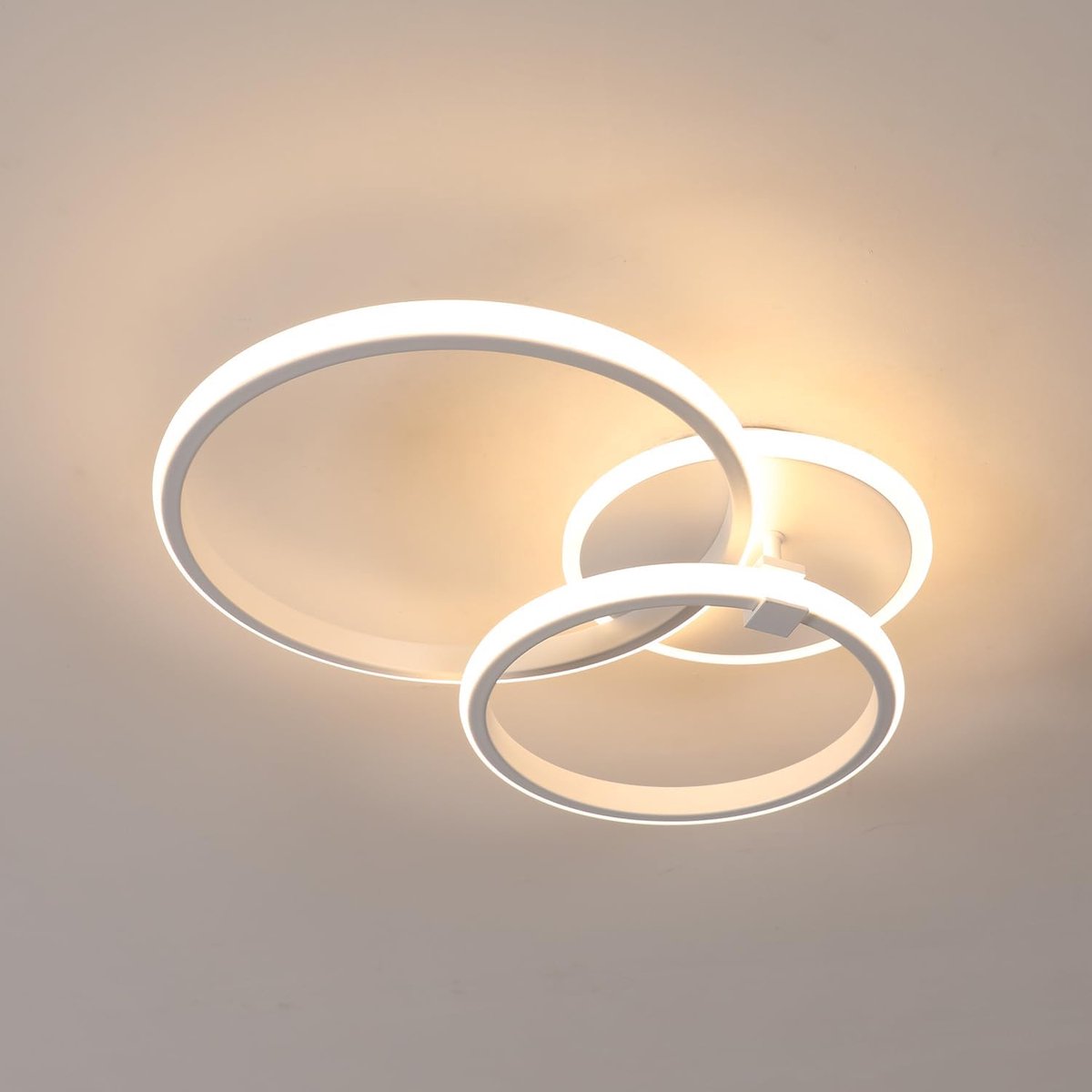Moderne LED-plafondlamp, 42W 3500LM ronde plafondlamp, LED-kroonluchter van aluminium en acryl voor woonkamer, slaapkamer, keuken, lengte 52 cm (warm wit 3000K) wit