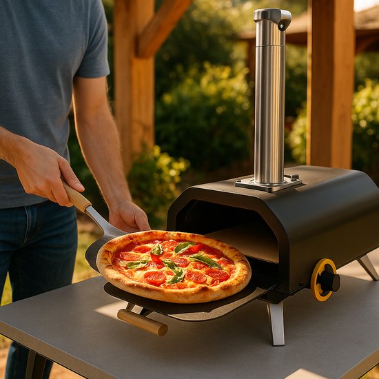Burnic pizzaoven Prato voor buiten - Pizzaovens - Hout Gestookt - Inclusief Schoorsteen - ø 33 cm - Draagbaar en Opvouwbaar - Tot 500°C van Merkloos — afbeelding 2