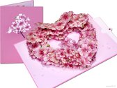 Popcards pop-up kaarten - Roze Liefdeshart van Sakura Kersenbloesem Liefde Valentijn Roze Hart Verliefd Valentijnsdag Moederdag pop-up kaart 3D wenskaart