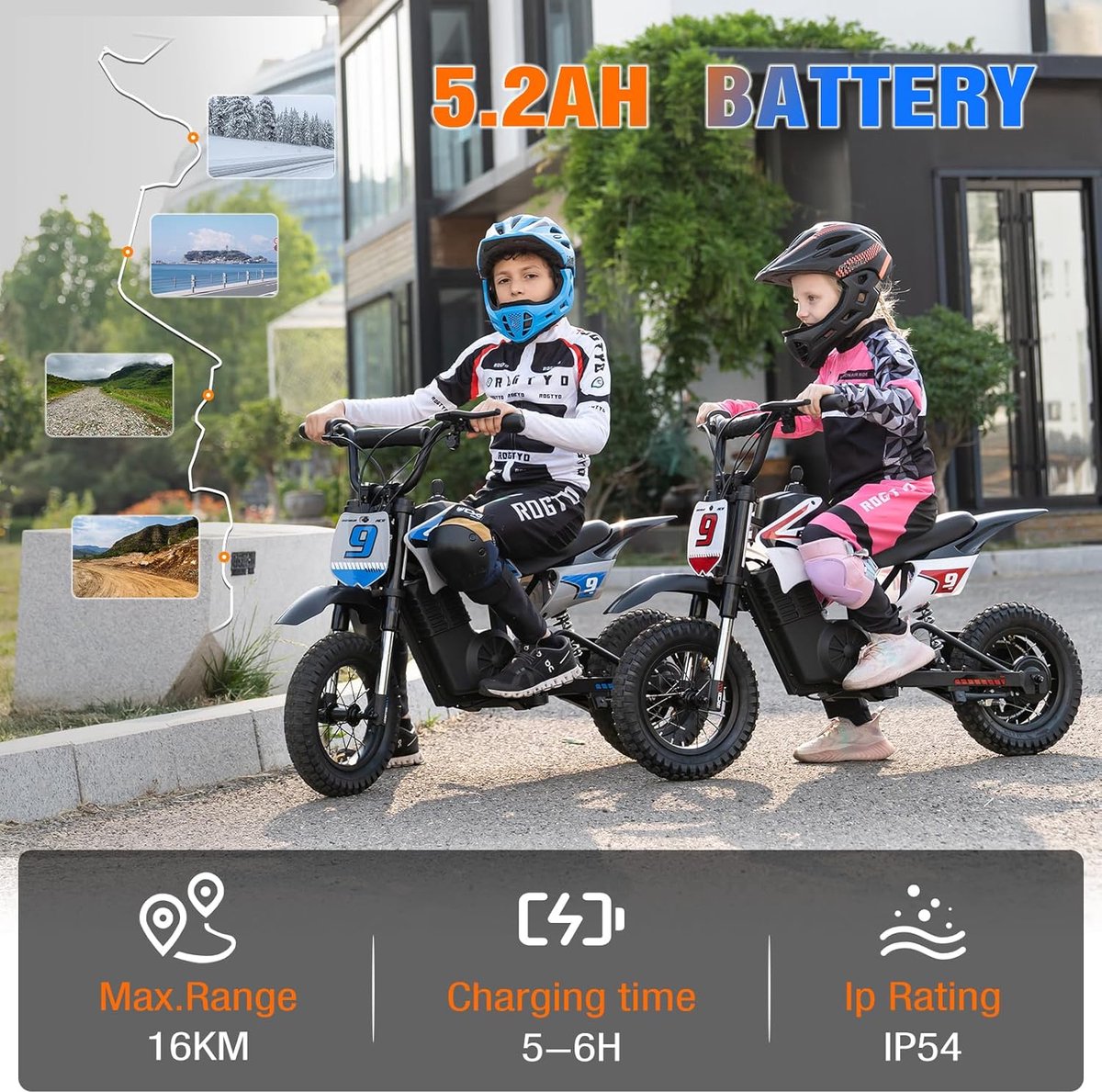 RCB 36V Elektrische Crossmotor (5-10 jaar) - 350W elektrische kindermotor - 3 Versnellingen-Max 25 km/u - Blauw — afbeelding 9