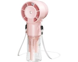 Draagbare Handventilator – Persoonlijke Nekwindmolen – Vernevelingsventilator – Oplaadbare Mistventilator Herbruikbare Luchtkoeler voor Dagelijks Gebruik en Onderweg– 1200mah - Roze