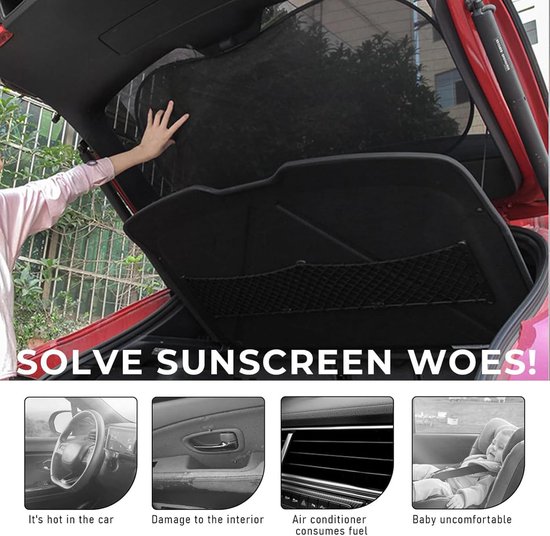 Auto Achterruit Zonneklep - Auto Baby Zonneklep - met 4 Sterke Zuignappen - Privacy Window - Mesh Achterruit Zonneklep - 100x50 cm - Kinderen en Huisdieren UV-Bescherming Achterruit van Merkloos — afbeelding 3
