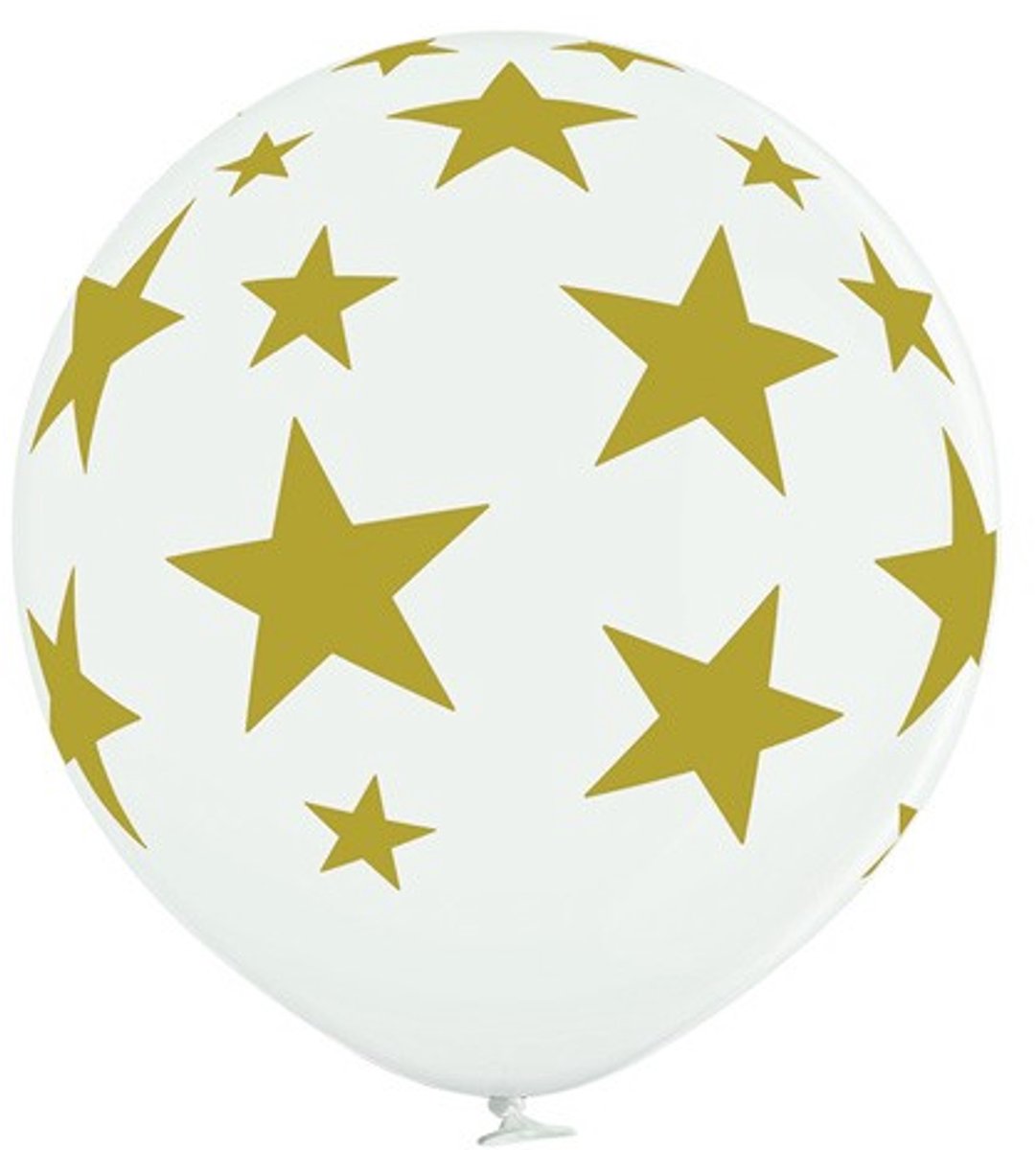 Grote ballon (60cm-B250) 002 Wit Stars Goud