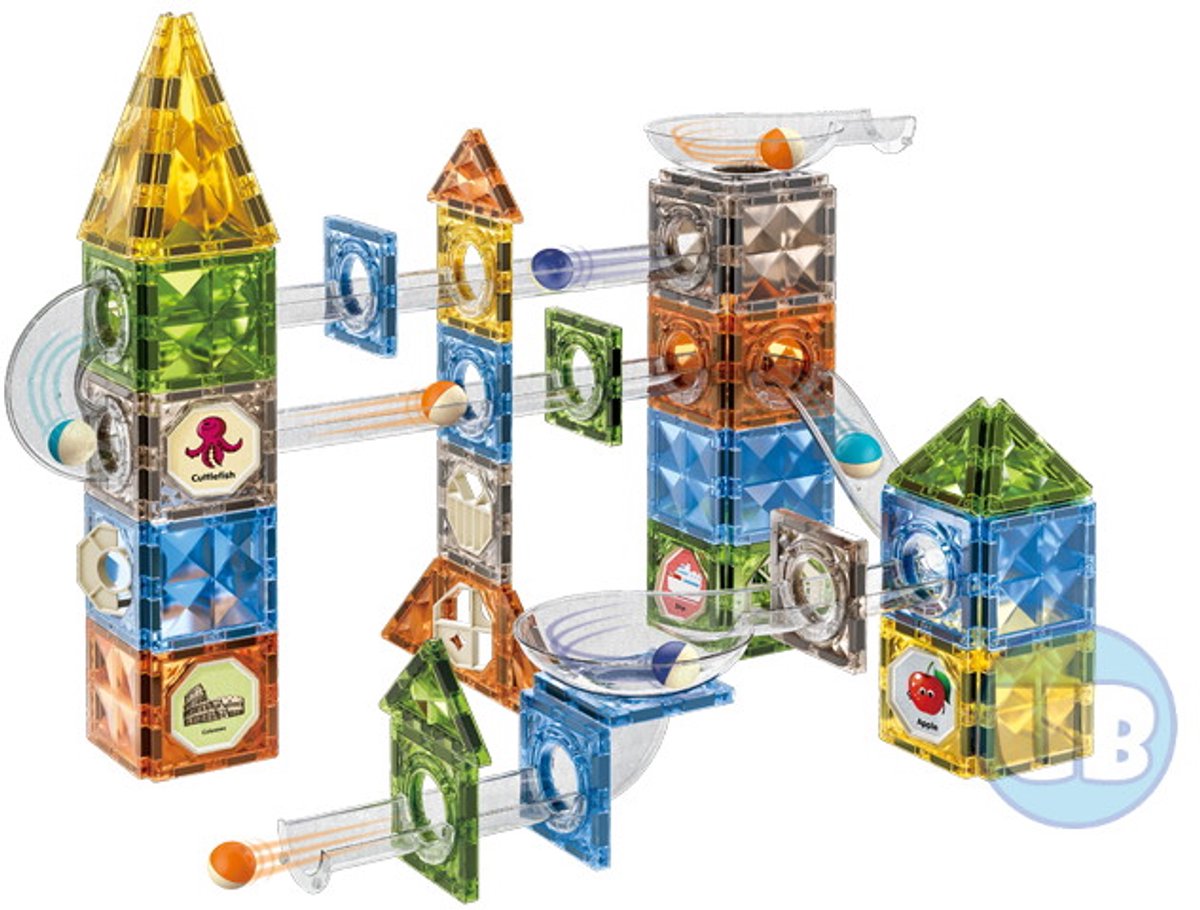 Magnetic Tiles – knikkerbaan 128 delig – Magnetische bouwblokken
