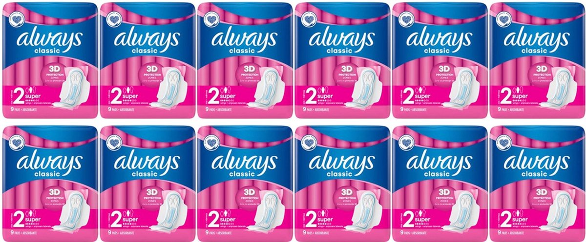 Always Classic Maandverband – 3D Protection Zones. 12x9 = 108 stuks