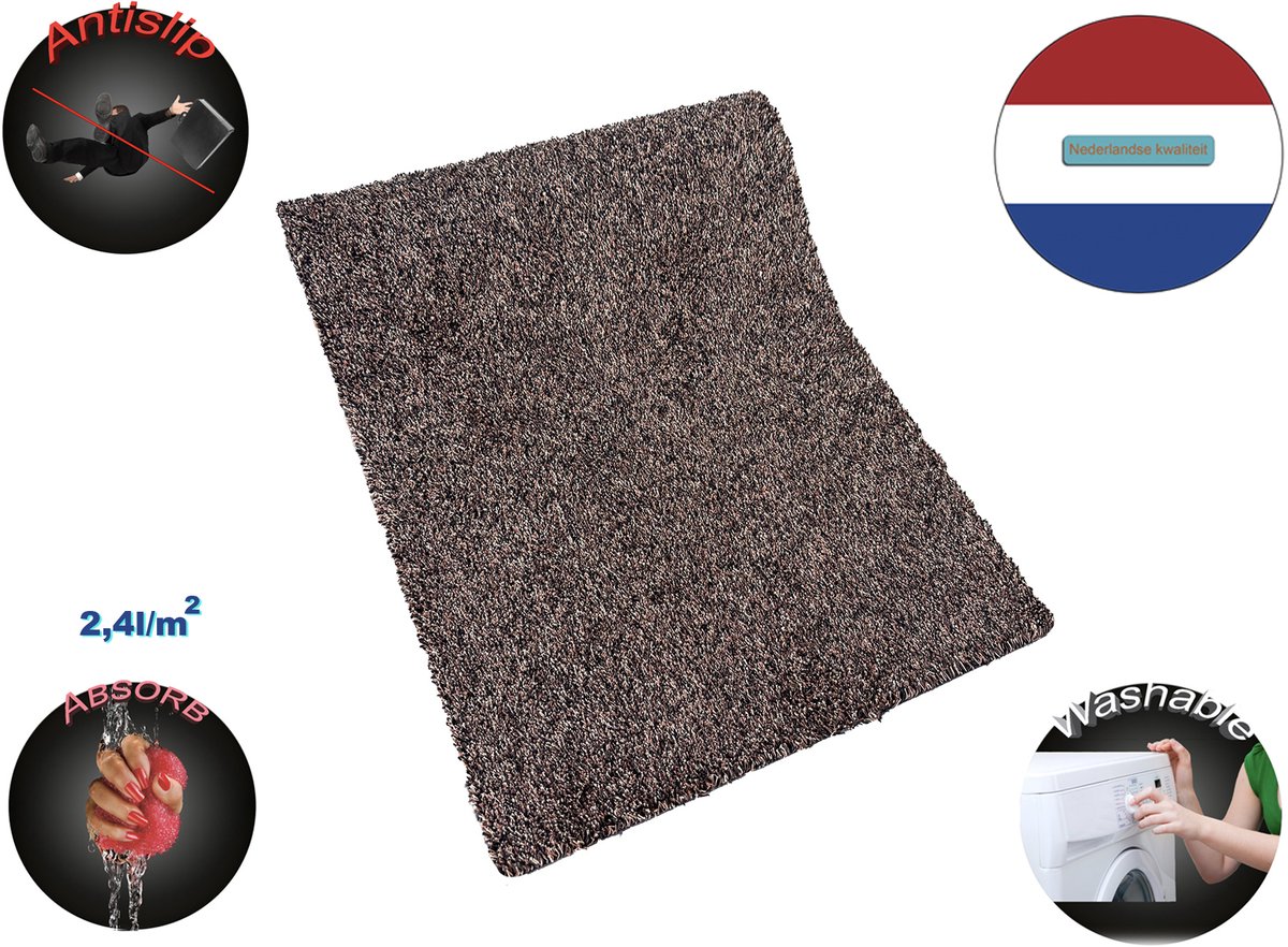 JYG Katcot SUPER ABSORB deurmat bruin 80x400cm - wasbaar - XXL tapijtloper