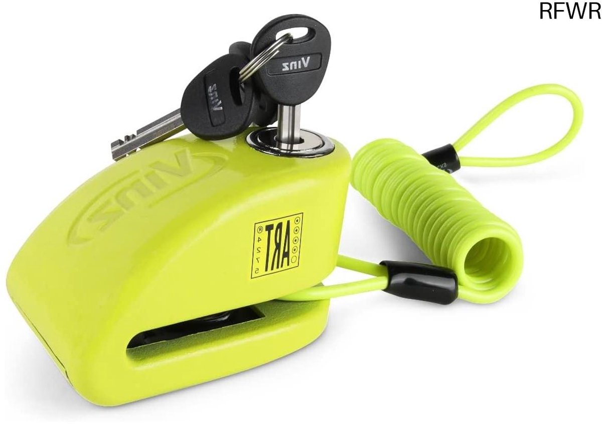 RFWR® Schijfremslot met Alarm | ART4 Goedgekeurd Motorslot/Scooterslot - Geel