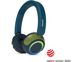 PHILIPS TAK4200CT 4200-serie On Ear draadloze opvouwbare hoofdtelefoon voor kinderen - 45 uur afspeeltijd, beperkt volume, Audio delen, laadkabel meegeleverd - Ambiant verlichting - Kristalgroen