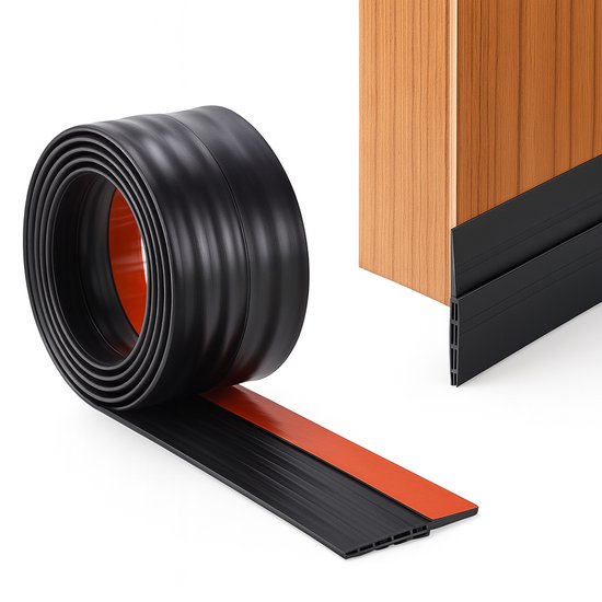 Avoid - Coupe-vent - 100 cm x 5 cm - Isolation - Coupe-vent pour portes - Boudin de porte - Ruban anti-tirage - Zwart