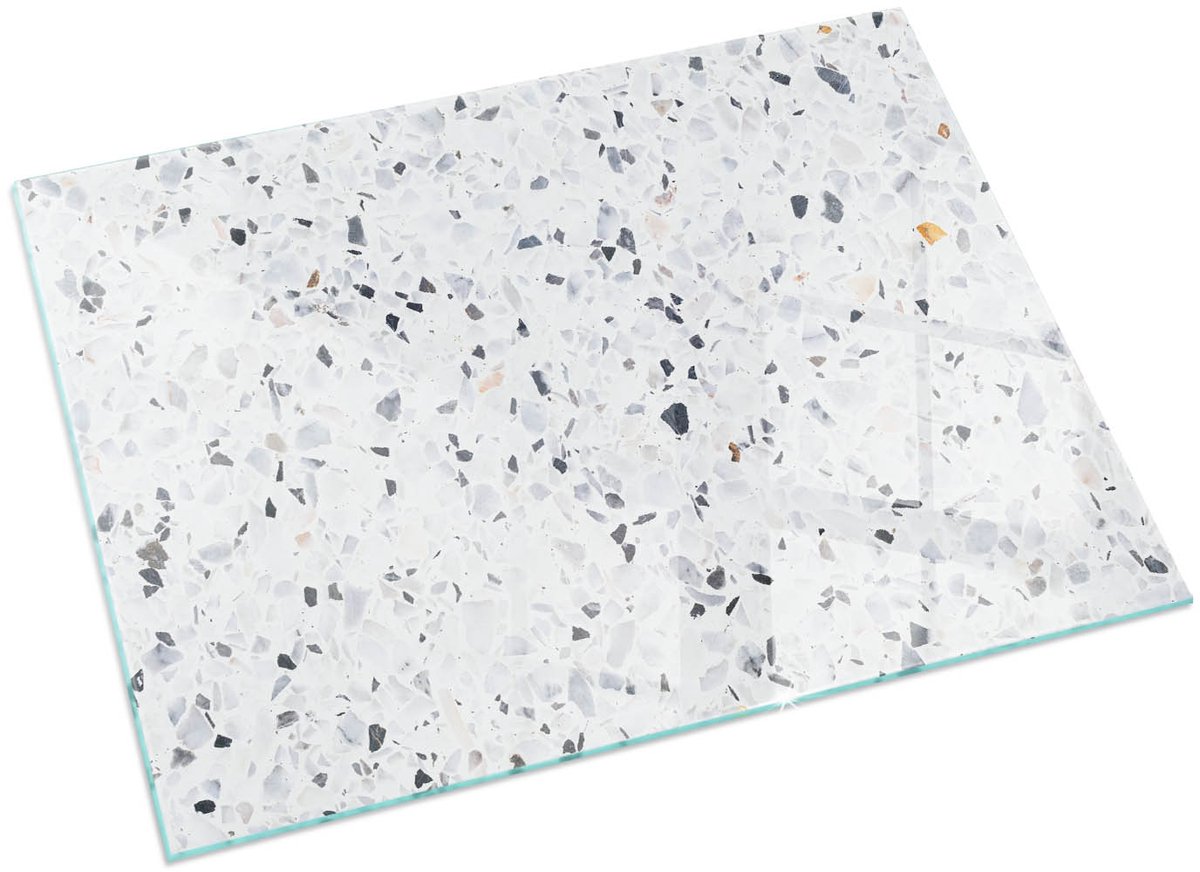 Tulup Kachel Vloerplaat - Steenpatroon met deeltjes Plaat Voor Onder Houtkachel - 120 cm x 80 cm - Wit Vloerplaat Openhaard - Rechthoek Kachel Vloerplaat - Vloerplaat Voor Houtkachel - Onderplaat Kachel - Vloerplaat Voor Kachel