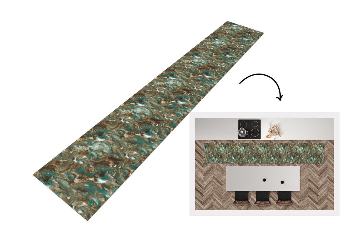 KitchenYeah Keukenloper 360x60 cm - Keukenmat vinyl Luxe - Marmer print - Patronen - Verf - Keukenmatten loper - Keuken vloerkleed tapijt