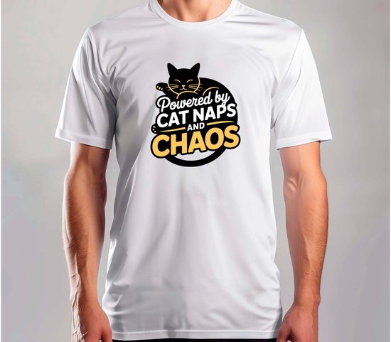 Powered by Cat Naps and Chaos - T Shirt - TheBestDad - NumberOneDad - Cute - Funny - DeBestePapa - BestePapaOoit - Nummer1Papa
