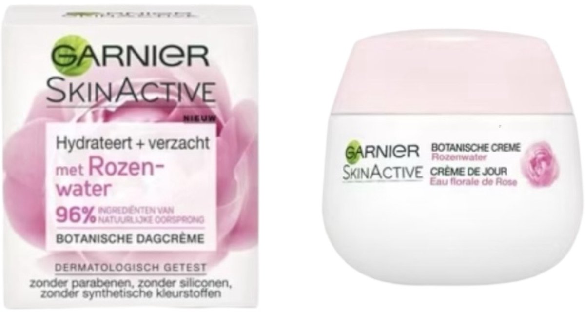 Goedkoopste 2x skin active Botanische dag crème met rozenwater - 48u voedende dag crème - 96 natuurlijke oorsprong - 2 x 50 ml