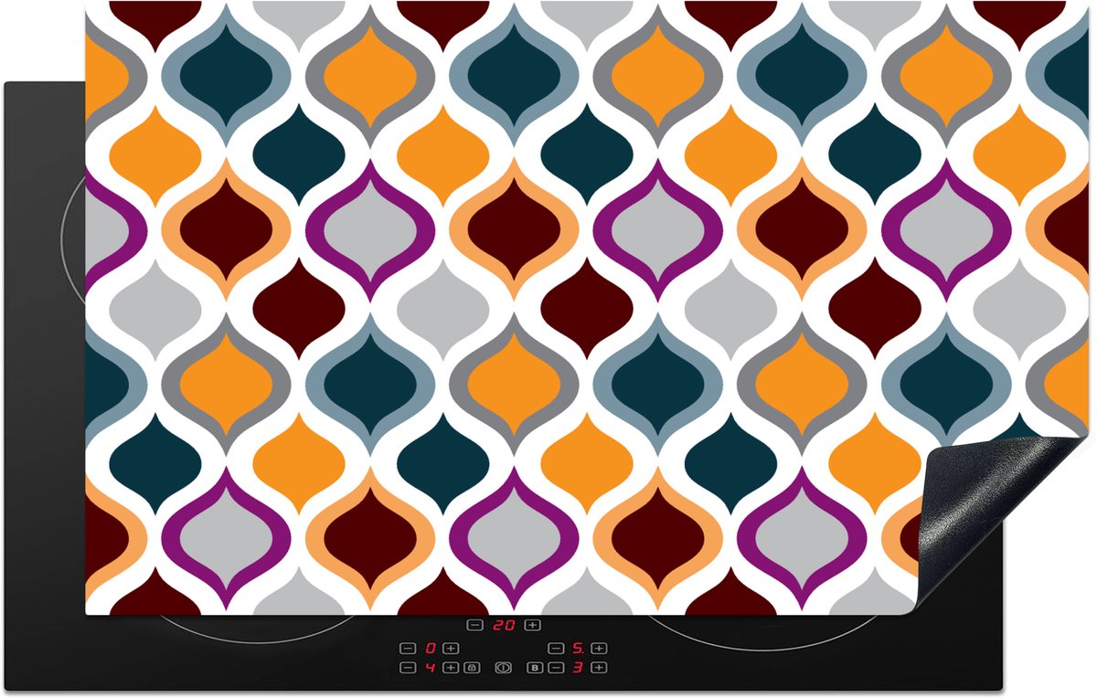 KitchenYeah® Inductie beschermer 85x52 cm - Retro - Lijn - Patroon - Kookplaataccessoires - Afdekplaat voor kookplaat - Inductiebeschermer - Inductiemat - Inductieplaat mat - Keuken decoratie