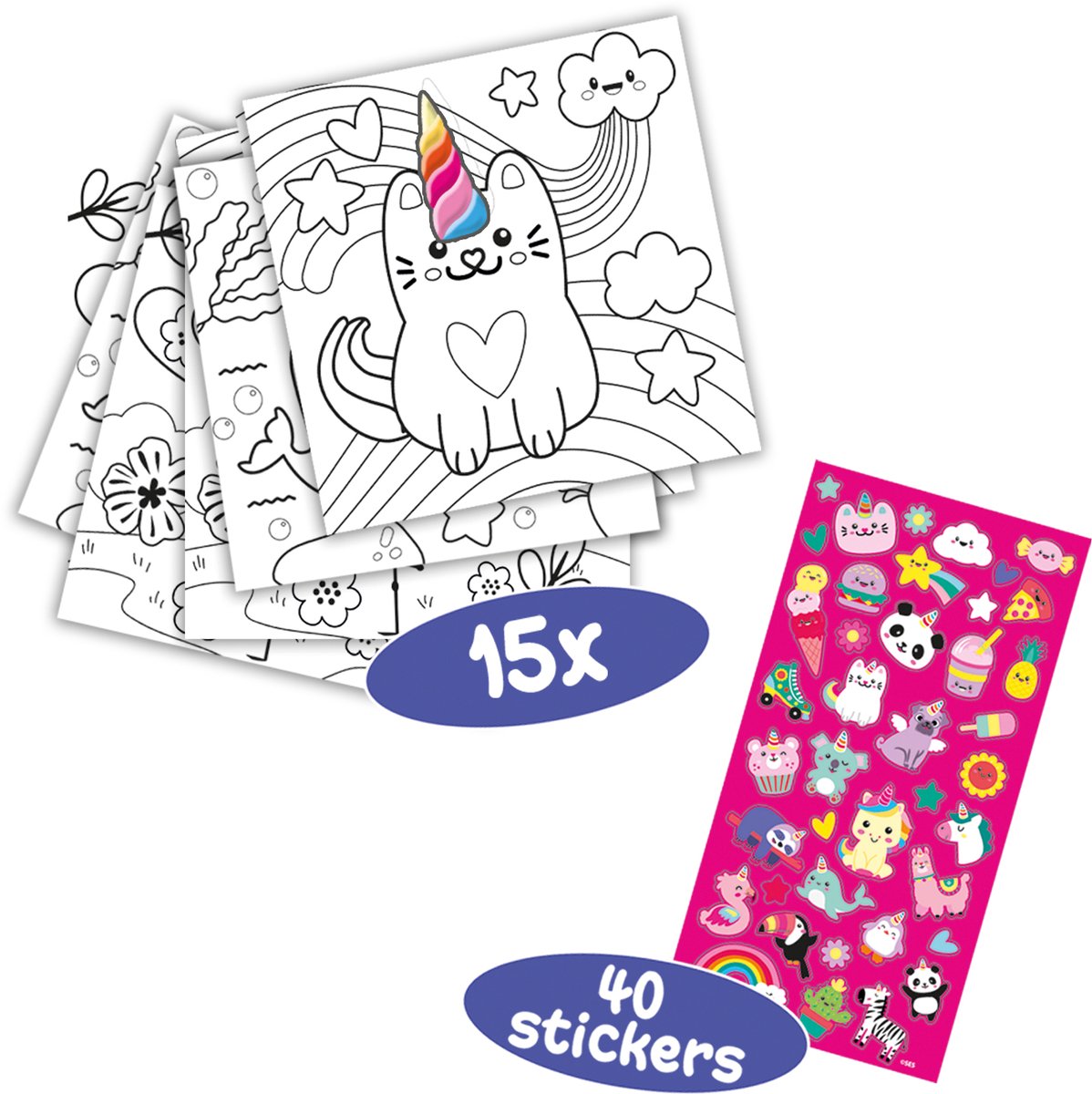 SES Creative - Unicorn Kleurboek - met 40 stickers - unicorn speelgoed – Eenhoorn – kleuren en tekenen - rainbow — afbeelding 6