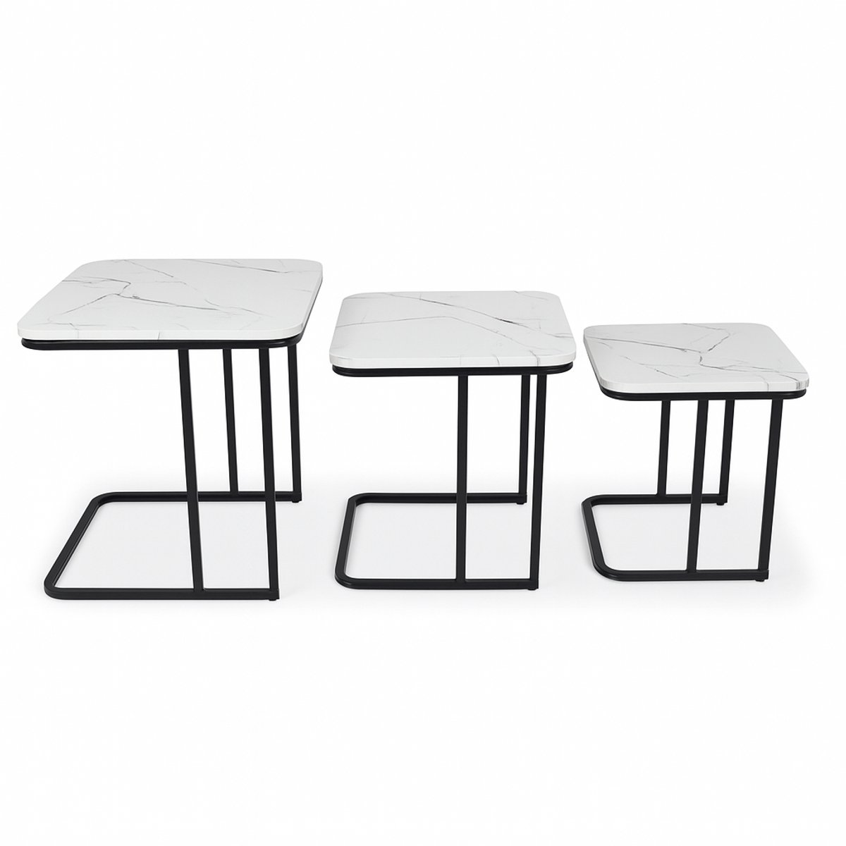 Milton & Oldbrook Bijzettafel Set Borba Marmerlook Wit