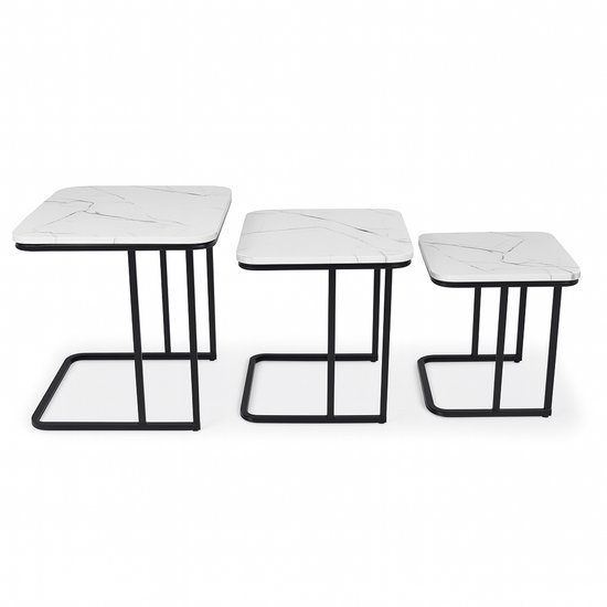 Mini O bijzettafel 40 H37 - zwart onderstel zwart marmer
