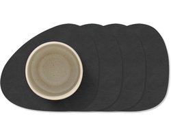LIND DNA Onderzetters Nupo - Leer - Black - 13 x 11 cm - 4 Stuks