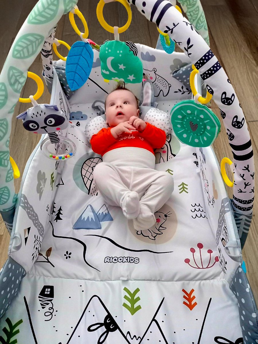 Multifunctioneel Speelkleed Baby + Buikligtrainer - Babygym met AANPASBARE WANDEN - Speelmat met Boog - Incl. 20 Ballen + 5 Speeltjes - Vanaf 0m+ — afbeelding 2