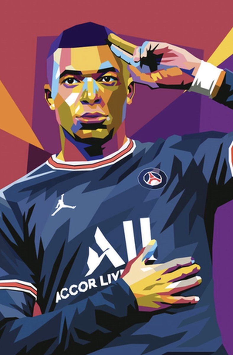 Kylian Mbappe Poster - Rode - Mbappe Goal - Mbappe Pop Art - Paris Saint Germain - PSG - posters - formaat 30x40cm - XS427