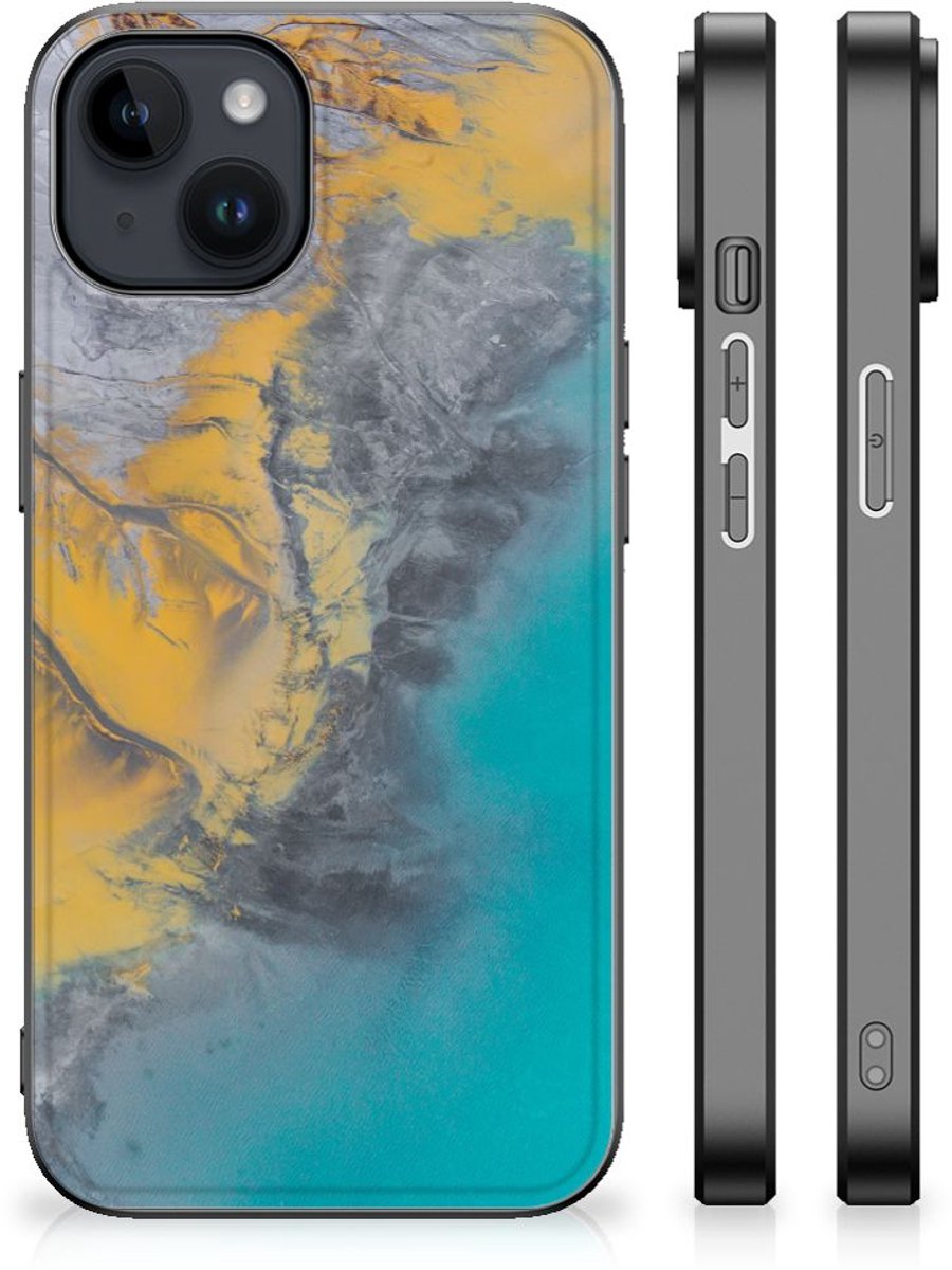 iPhone 15 Plus Marmeren Print Telefoonhoesje Marble Blue Gold