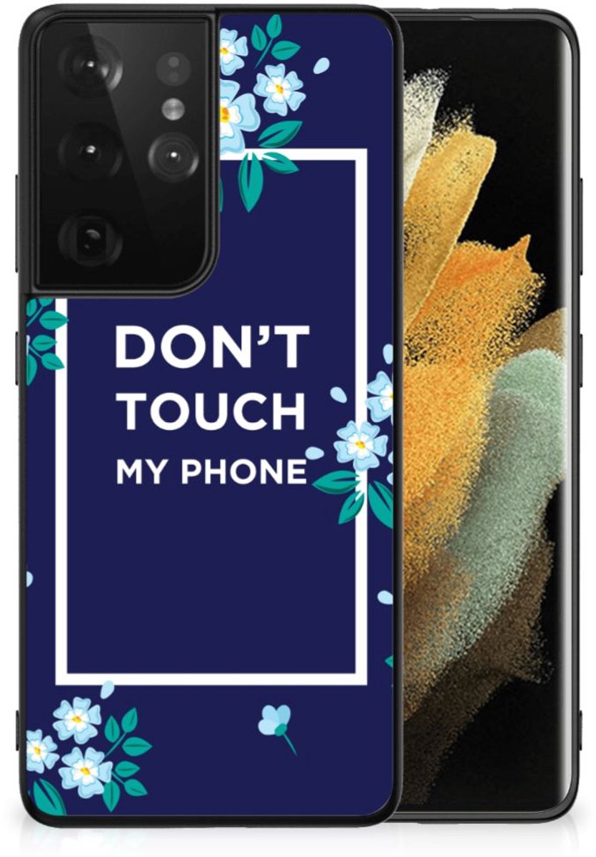 Samsung Galaxy S21 Ultra Telefoon Hoesje Flowers Blue DTMP
