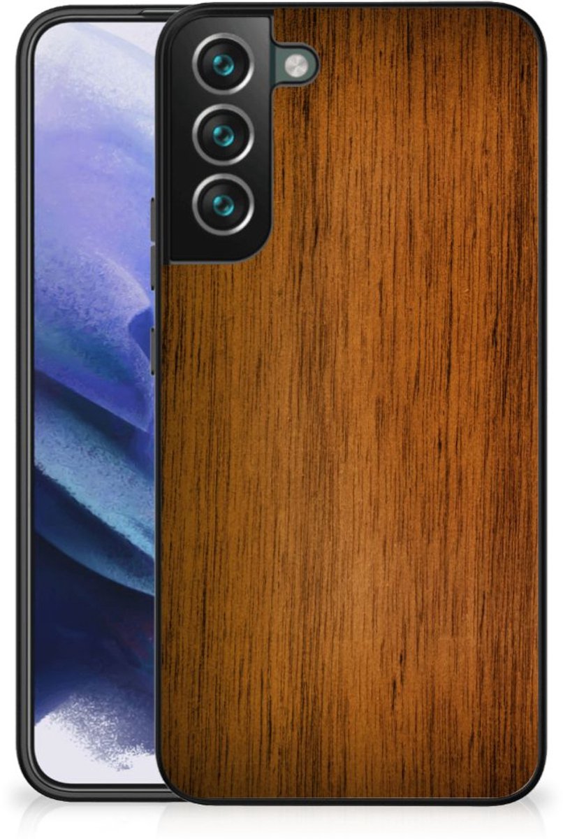 Samsung Galaxy S22 Plus Houten Print Telefoonhoesje Donker Hout