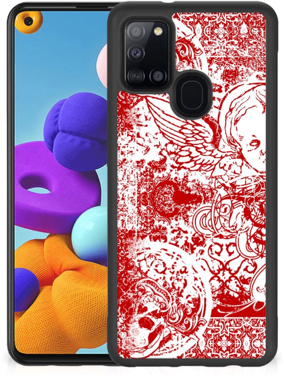 Mobiel Case Samsung Galaxy A21s Angel Skull Rood