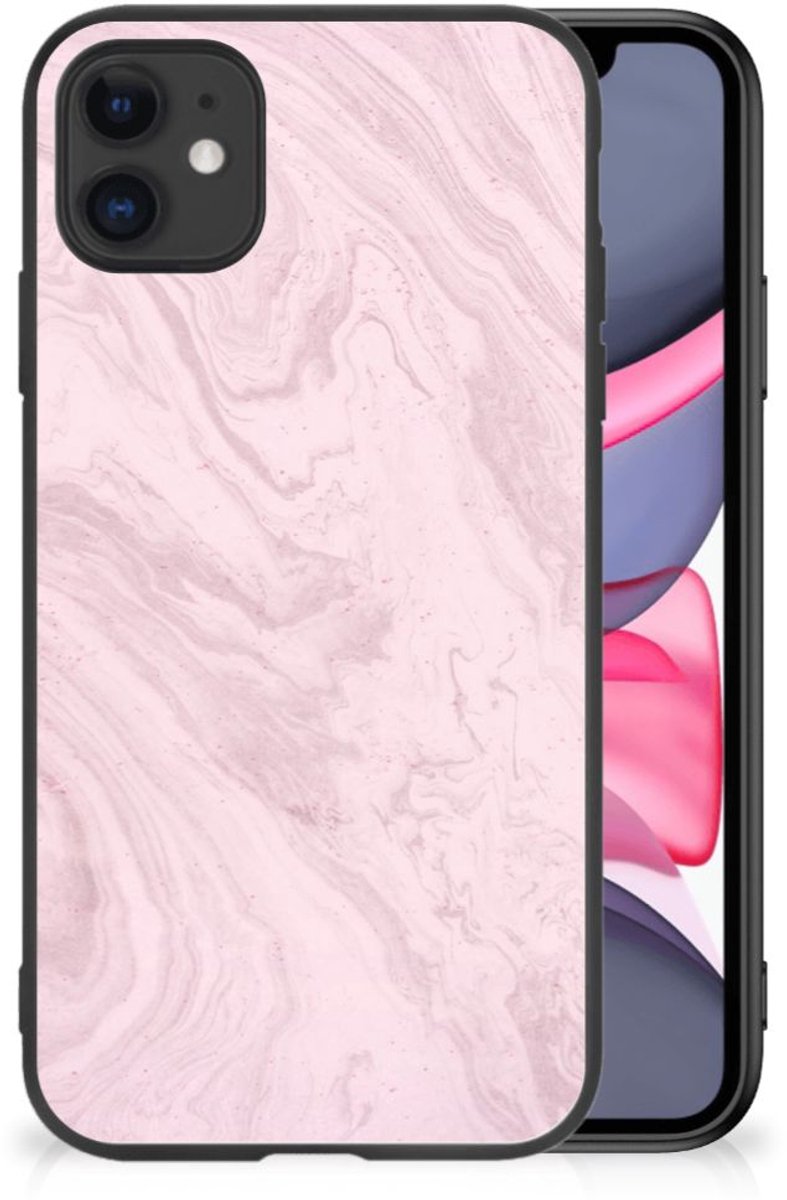 iPhone 11 Marmeren Print Telefoonhoesje Marble Pink - Origineel Cadeau Vriendin